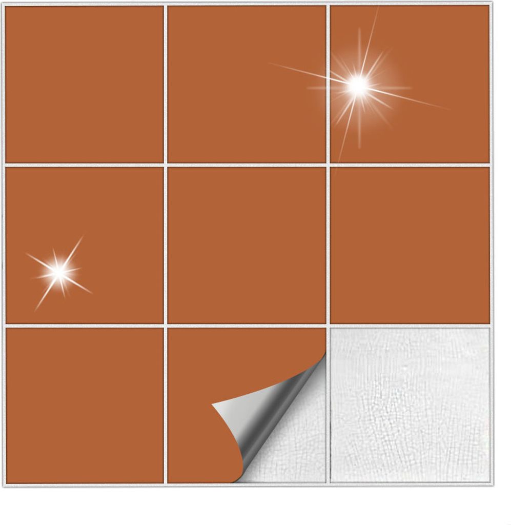 Kiwistar Fliesenaufkleber Haselnussbraun Glänzend - 7,5 x 7,5 cm - 1 Stück - Klebefliesen Fliesenmuster Stickerfliesen Wandfliesen überkleben