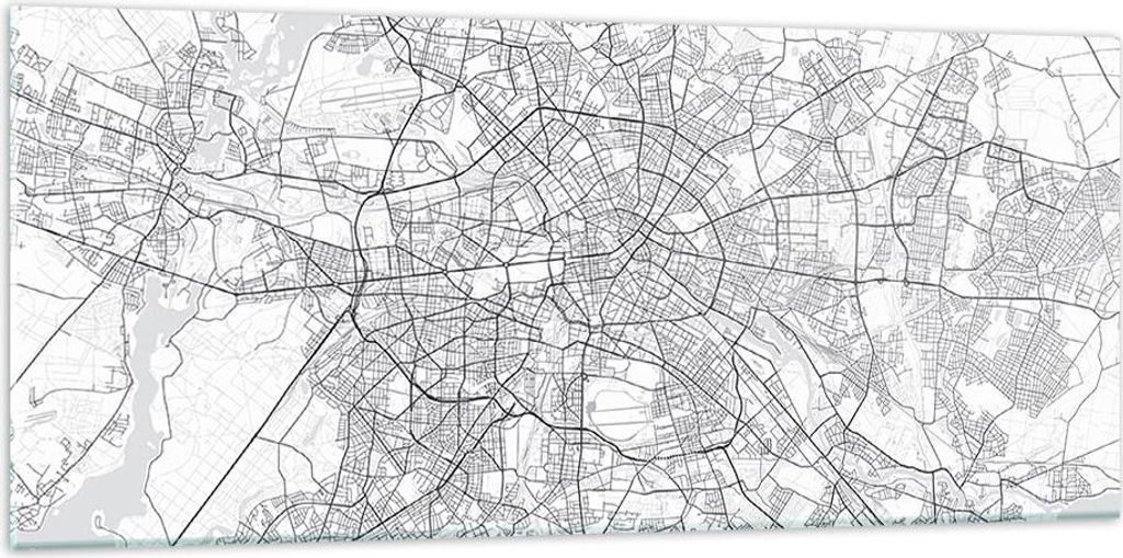 Bilder auf glas - Einteilig - Stadt Karte Berlin - 120x50cm - Glasbilder - Wandbilder - Bilder - zum Aufhängen bereit - Wanddekoration aus Glas - ...