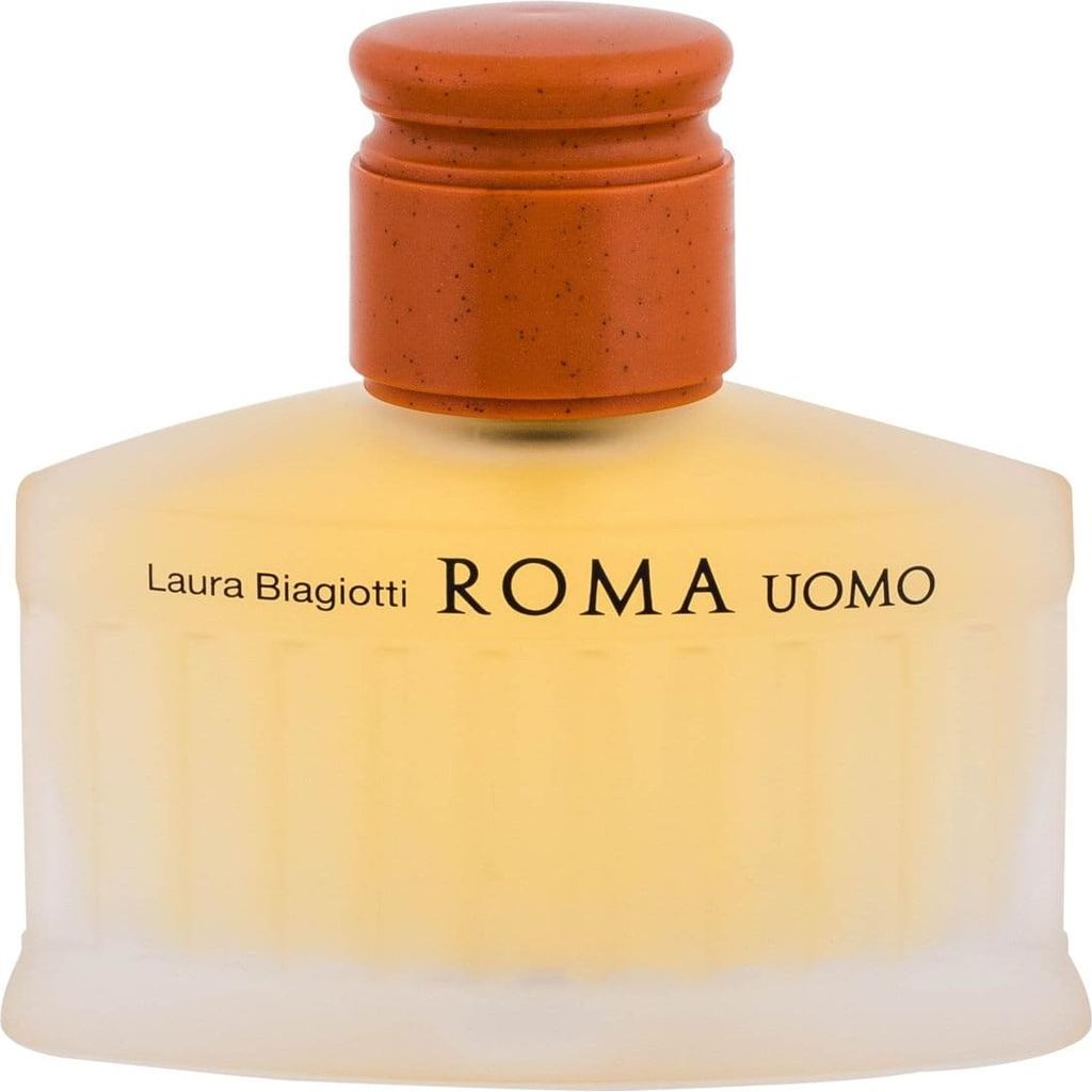 A bottle of Laura Biagiotti Roma Uomo eau de Toilette for men.