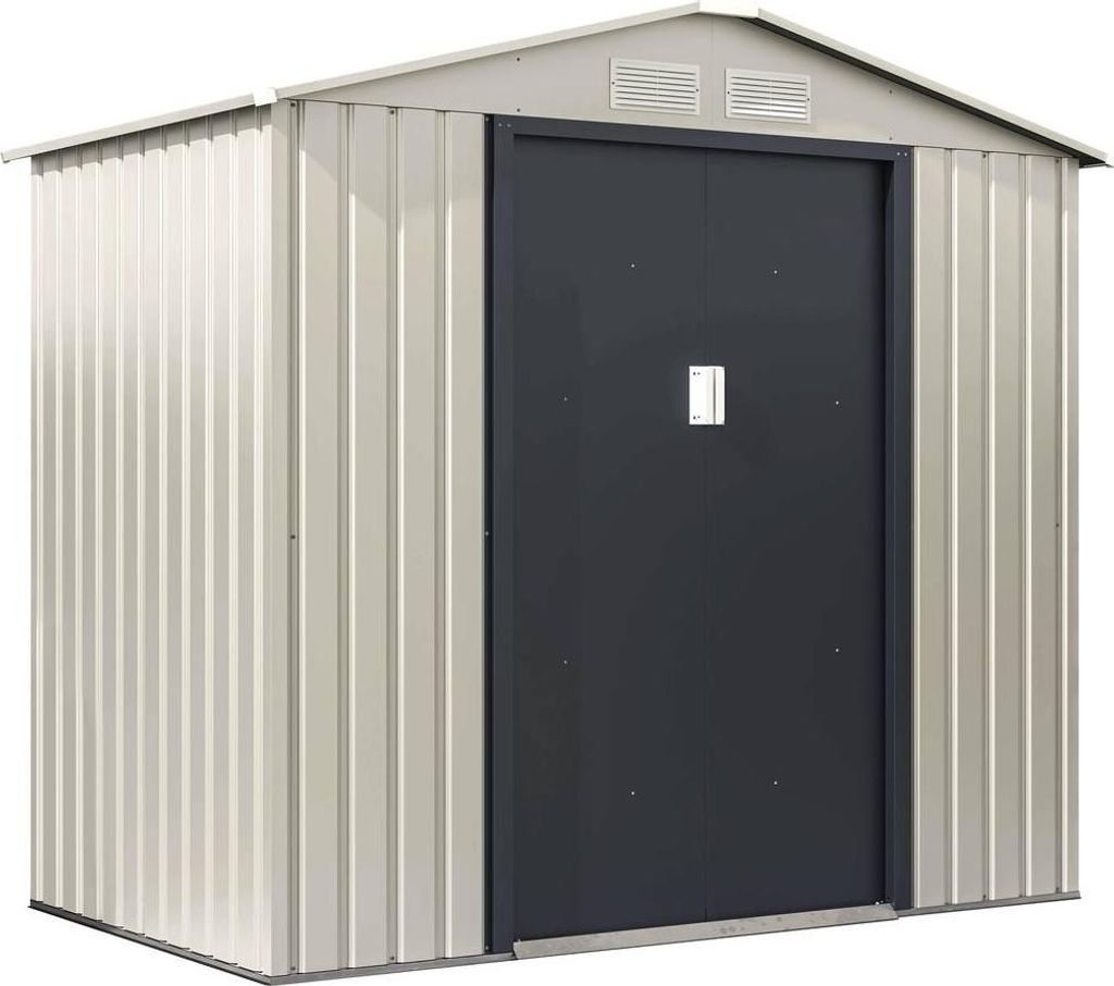 Abri de jardin métal "Nebraska" - 4.07 m² - Beige/Gris Image du produit 