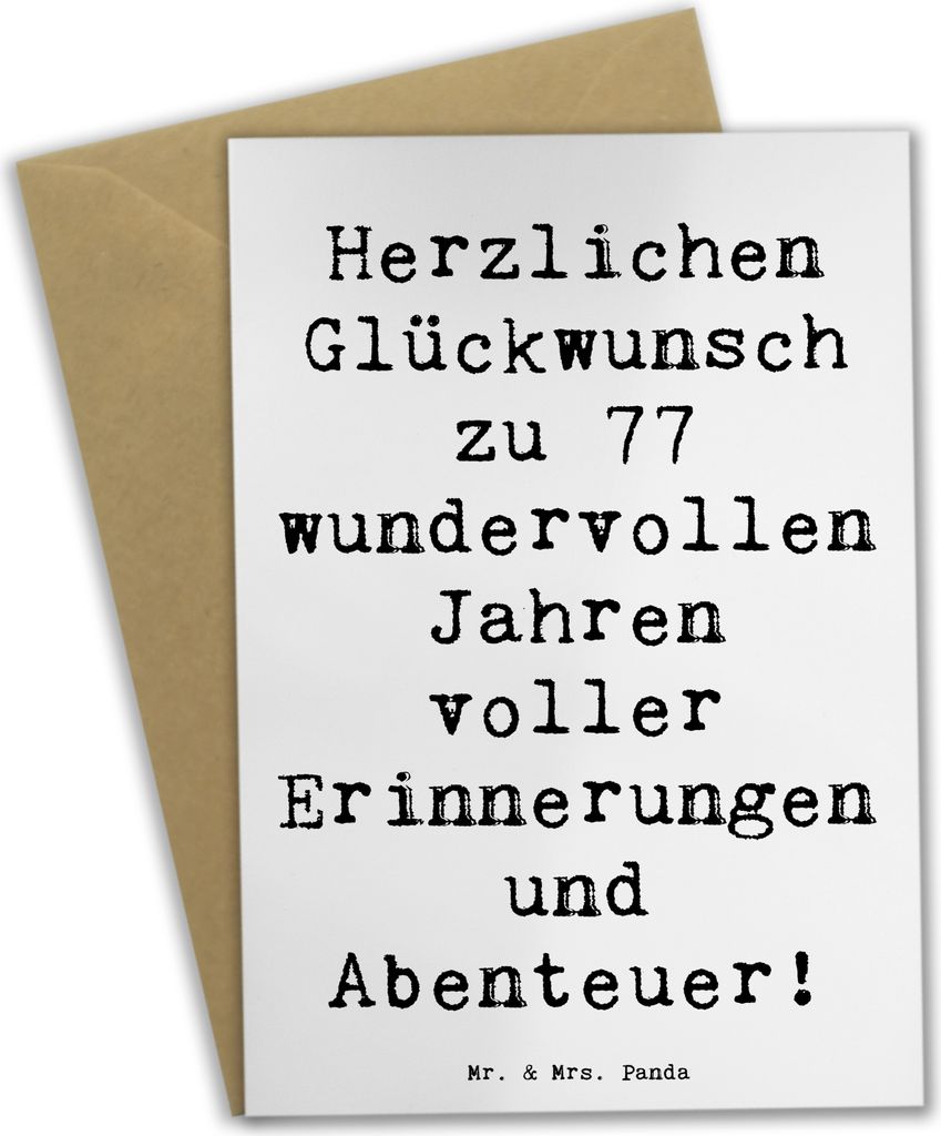 Mr. & Mrs. Panda Glückwunschkarte Spruch 77. Geburtstag - Weiß - Geschenk, vatertagskarte, Lebensfreude, einladungskarten, Geburtstagssprüche, A...