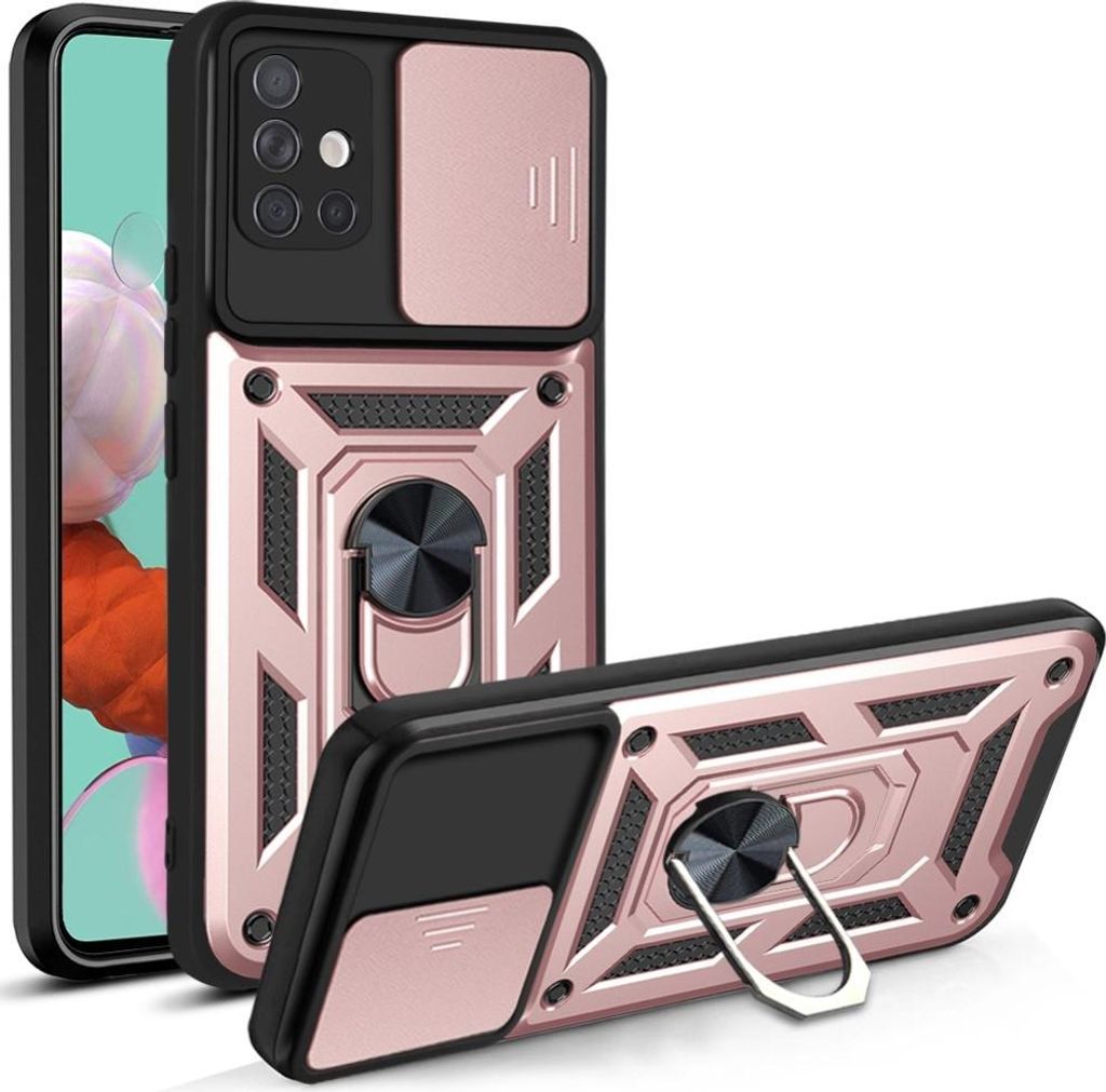 Samsung Galaxy A51 Hülle - Coverup Armor Ring Ständer Back Cover mit Kamera Schutz - Roségold