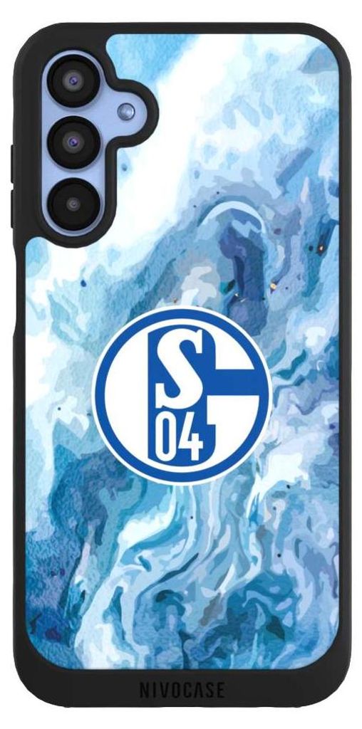 NIVOCASE Handyhülle für Samsung Galaxy A15 5G Hülle NIVOpure Case Schwarz FC Schalke 04 Fanartikel Logo