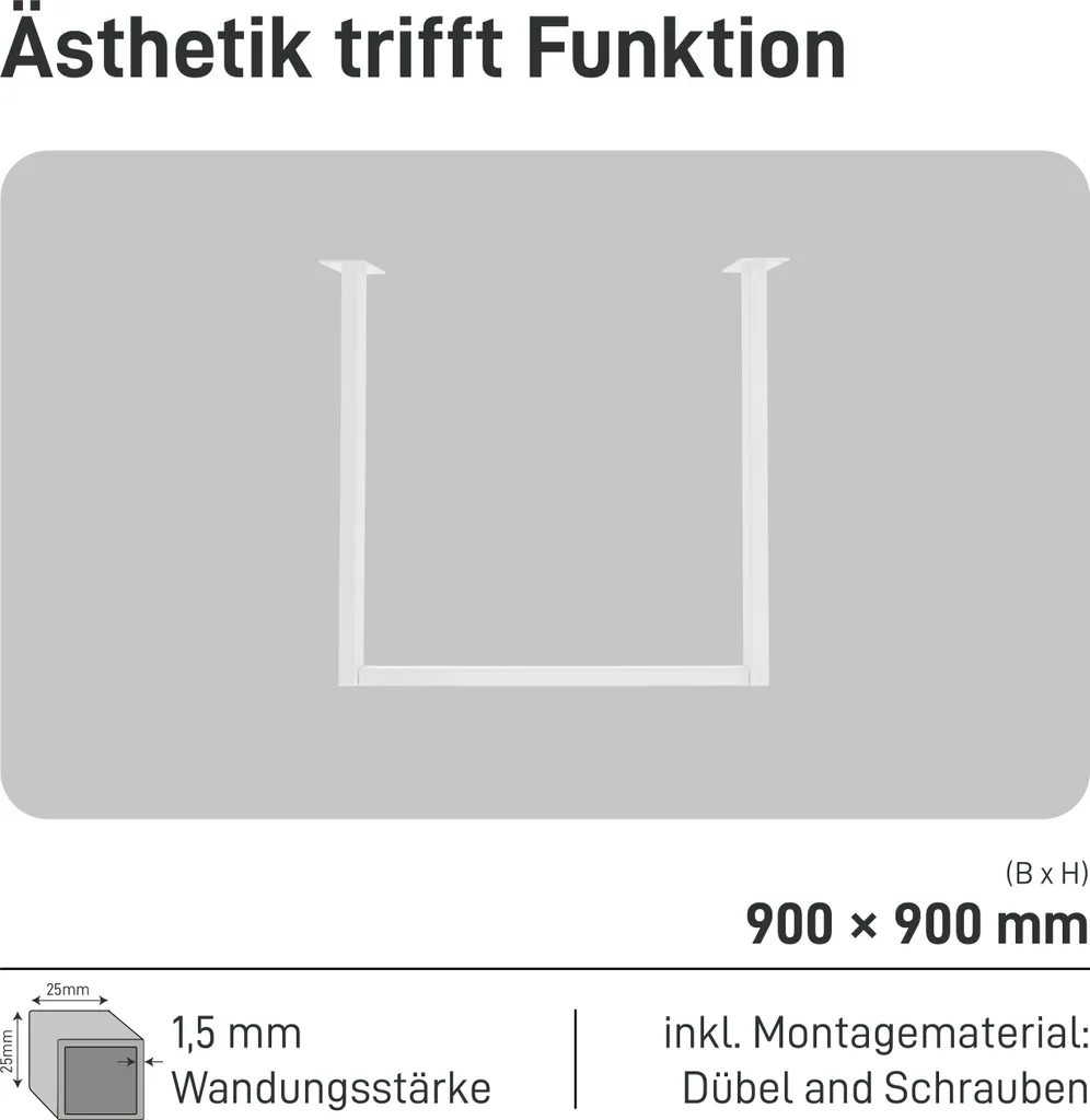 Appendiabiti Natural Goods Berlin RECHTECK, facile montaggio a soffitto, appendiabiti in stile industriale, appendiabiti in metallo, sistema appendiabiti fai da te, appendiabiti a soffitto, bianco, L90 x P90cm - 2