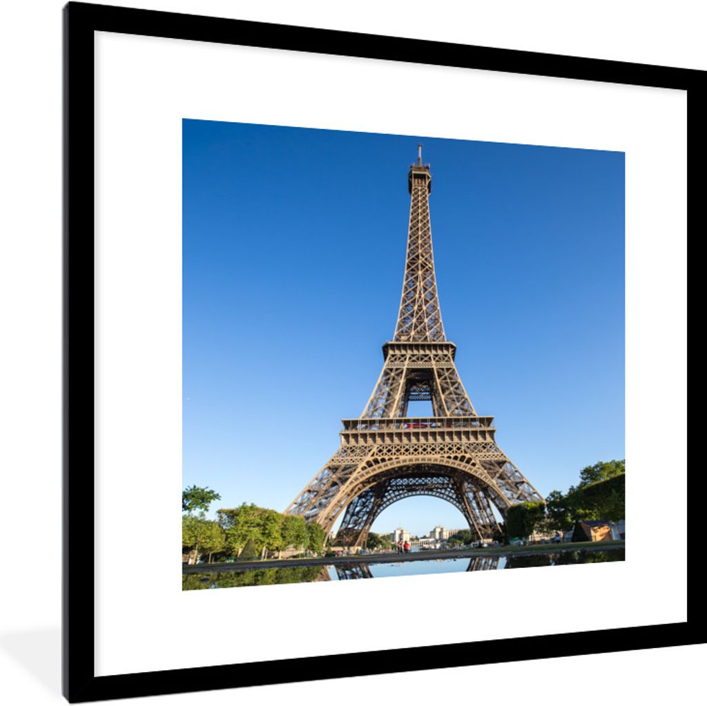 MuchoWow Gerahmtes Poster Originalfoto des Eiffelturms in Paris 40x40 cm - Poster mit Schwarzem Bilderrahmen Wandposter Rahmen Foto Bilder - Post...