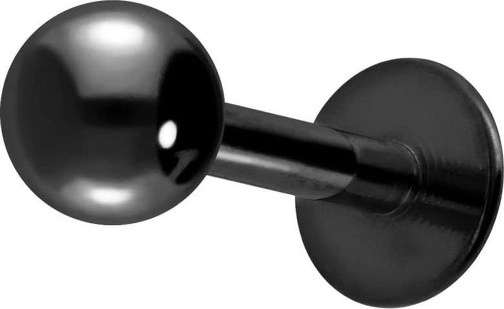 Ohrpiercing, Nasenpiercing Titan Labret ABGERUNDETE PLATTE Schwarz Stablänge: 8mm