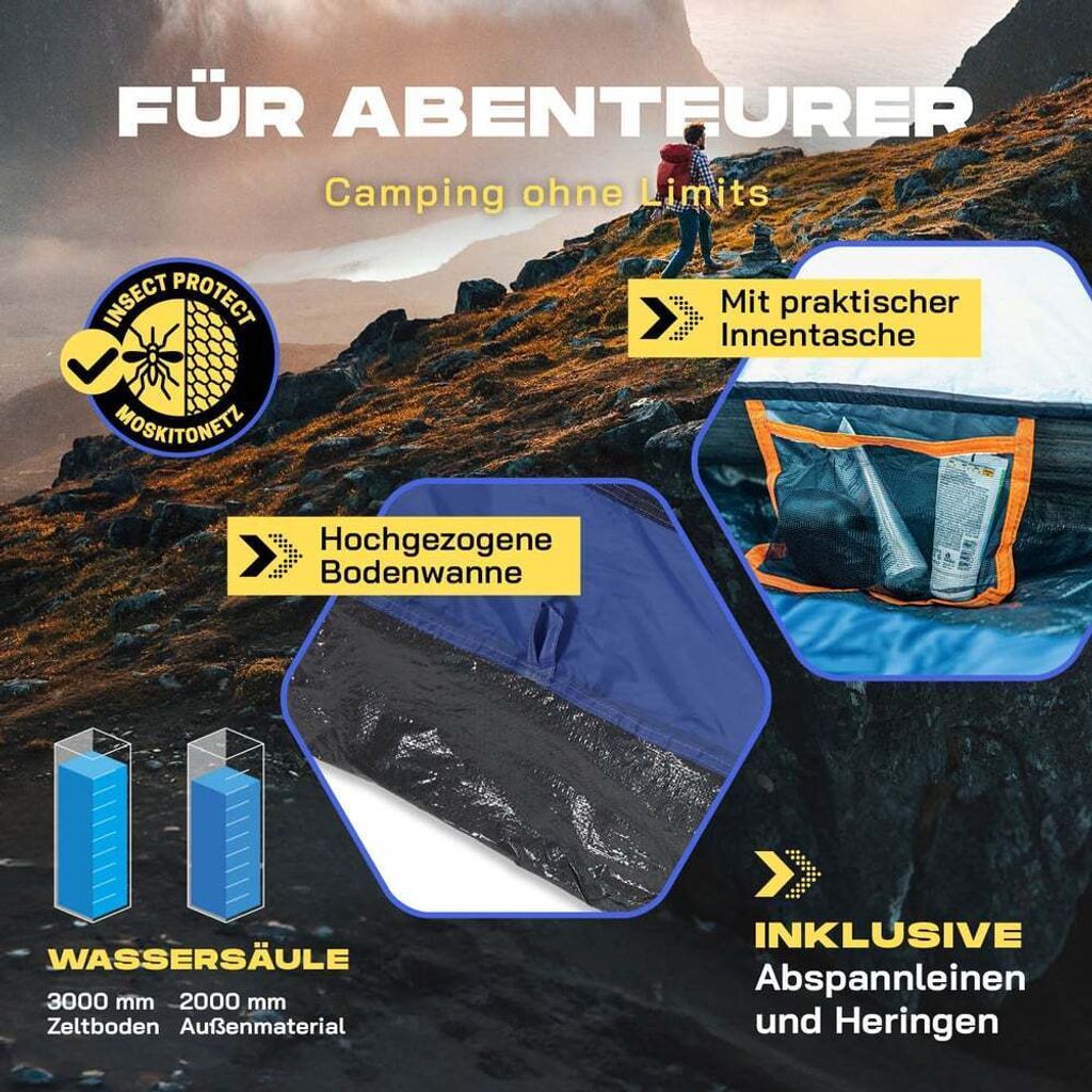 Where Tomorrow Pop Up Wurfzelt für 3 Personen - 215 x 195 x Produktbild 5