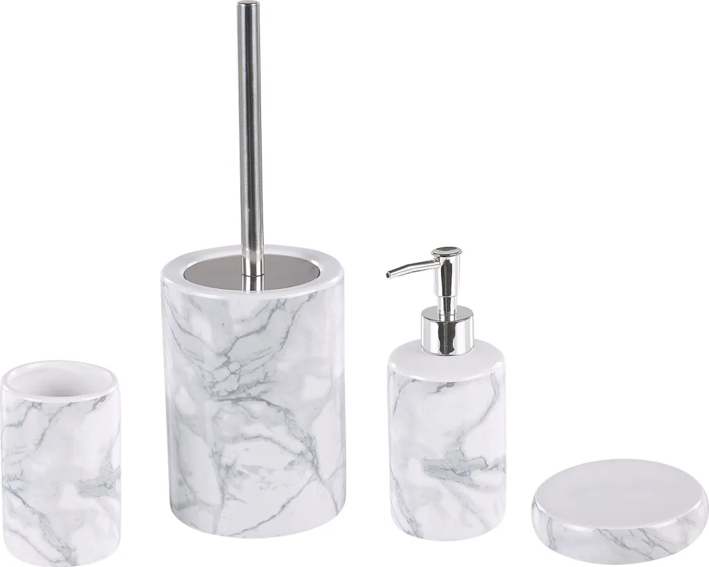 Organisez votre Lavabo avec ce Set de Bain 4 Pièces Céramique Blanche
