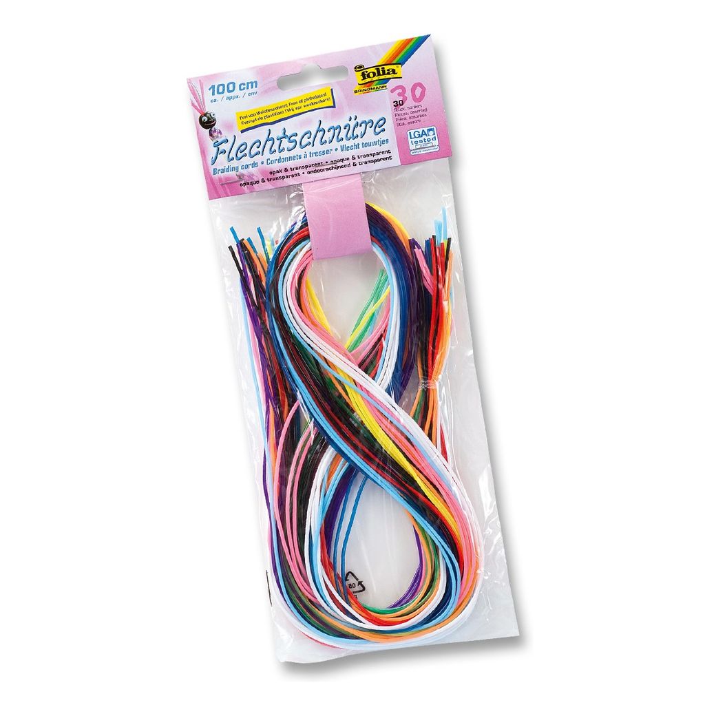 folia Scoubidou Flechtschnüre BASIC MIX 1,8 mm x 1 m 30 Stück