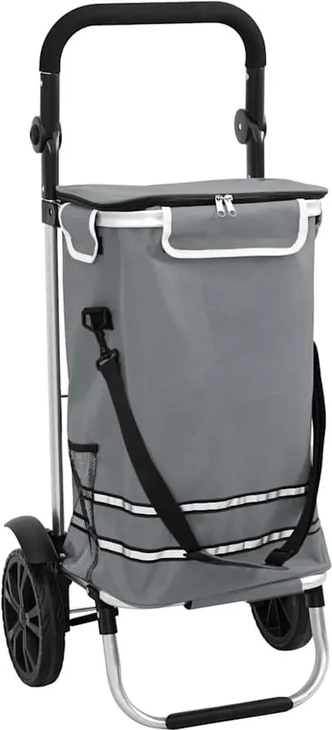 Fini les sacs lourds : Chariot de courses Oxford gris 100cm ergonomique