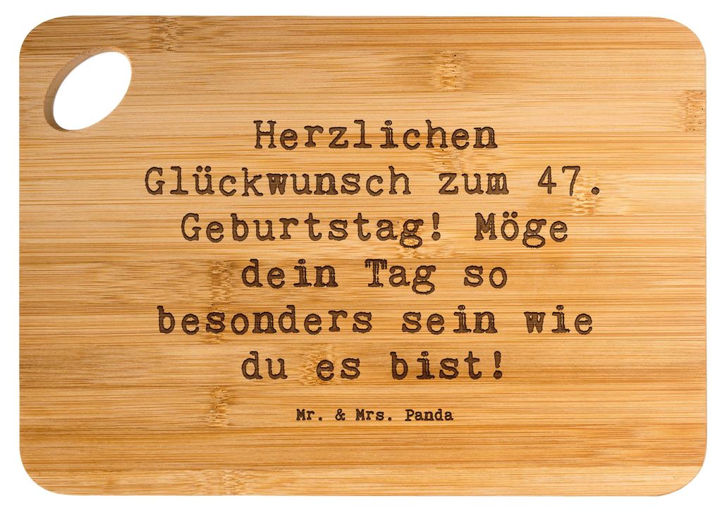 Mr. & Mrs. Panda schneidbrett Spruch 47. Geburtstag - Transparent - Geschenk, positive Gedanken, Brett, holzschneidebrett, Holzbrett, Glückwunsch,...