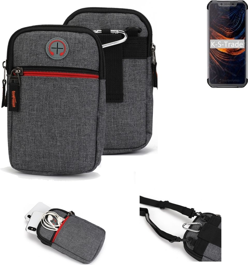 K-S-Trade Holster Gürtel Tasche kompatibel mit Blackview BV9600 Pro Handy Tasche Schutz Hülle grau Zusatzfächer 1x