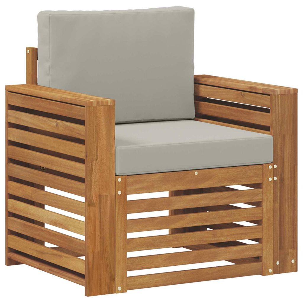 Outdoor-Sofagarnitur Massives Akazienholz und Polyester Natur
