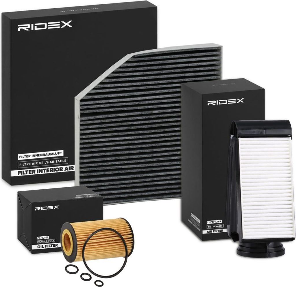 RIDEX Filterset Inspektionspaket Filtersatz passend für MERCEDES-BENZ C-Klasse T-modell (S205) C-Klasse Limousine (W205) GLC (X253) C-Klasse Coupe