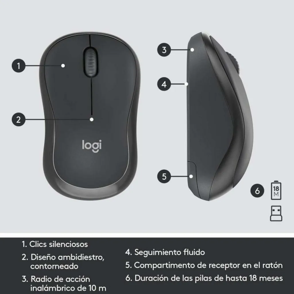 Logitech MK295 Silent Wireless Combo Layout ES - Grigio Grafite - 6