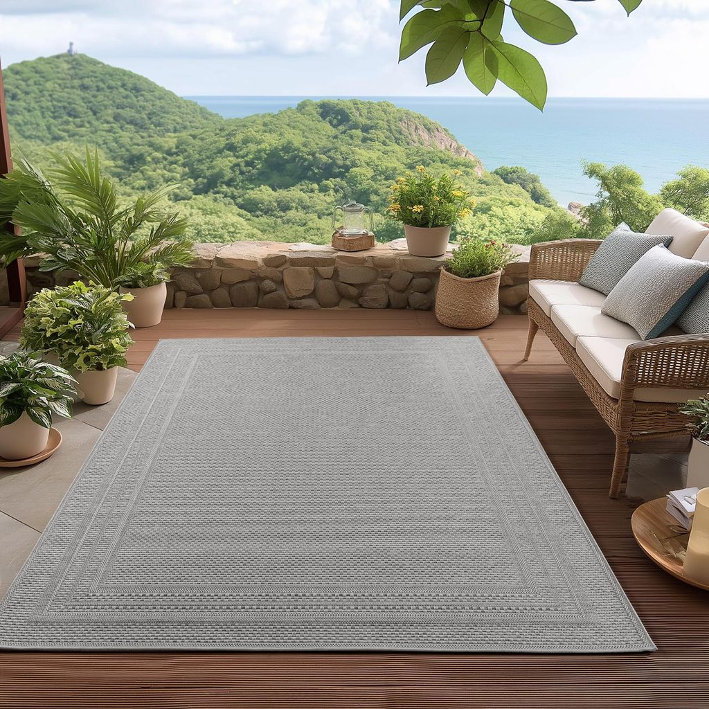 Homebyhome Teppich für Außenbereiche Outdoor Teppich Wetterfest, UV-beständig für Küche Terasse Balcon, Grösse 120x170 cm