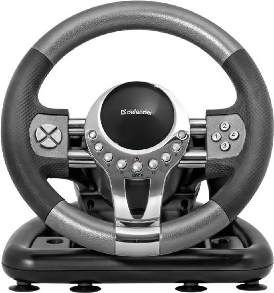 Volant PC avec Pédales Defender Forsage GTR : Contrôle Précis USB Noir/Gris