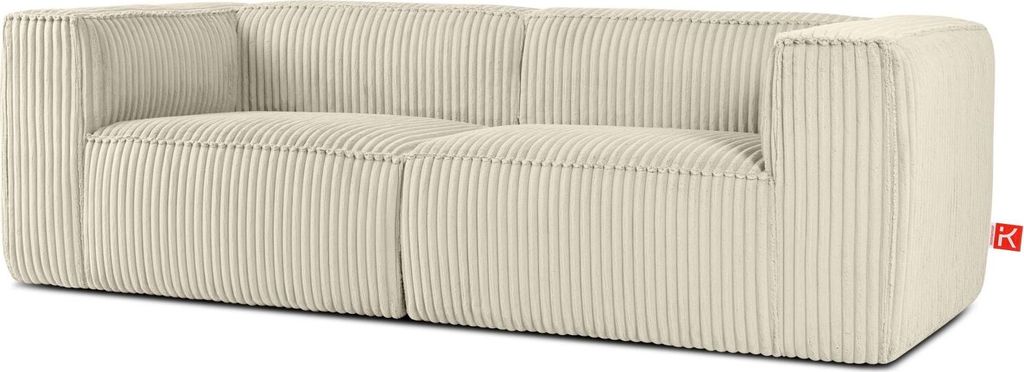 KONSIMO Modernes 3-Sitzer-Sofa "FEROX", cremefarben, Kord-Stoff, MODERN, 246x73x96cm