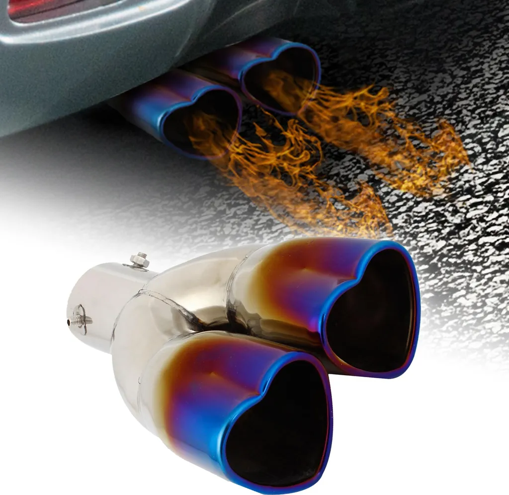Silencieux de pot d'échappement double cœur en inox pour voiture