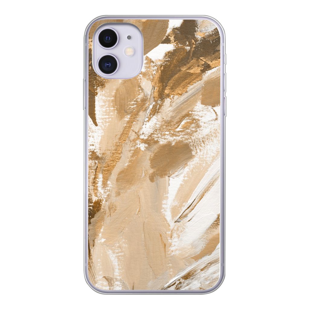 MuchoWow Handyhülle Schutzhülle Hülle für iPhone 11 Farbe - Gold - Beige Silikon Softcase Handy Hülle - Handytasche