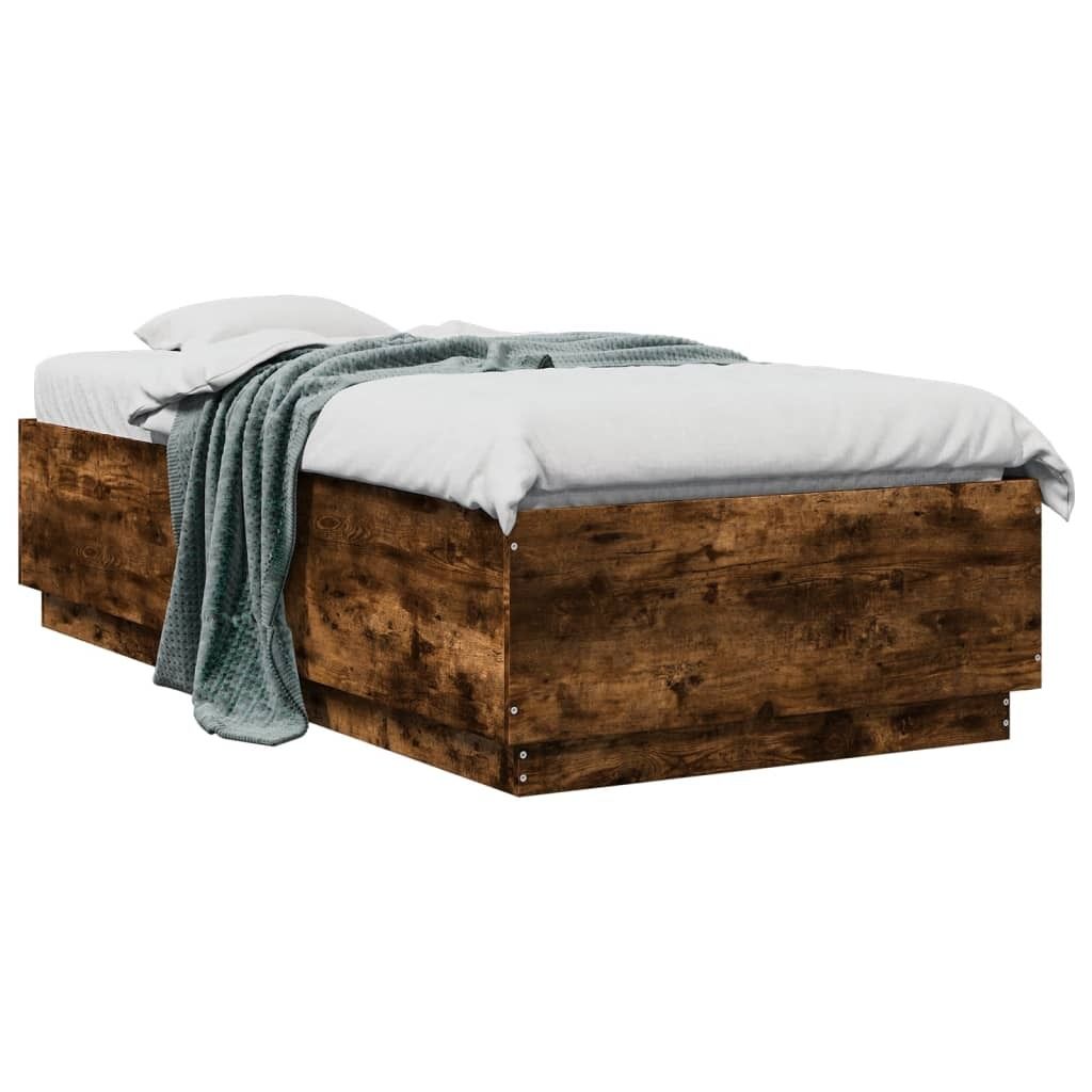 vidaXL Bettgestell Räuchereiche 75x190 cm Holzwerkstoff