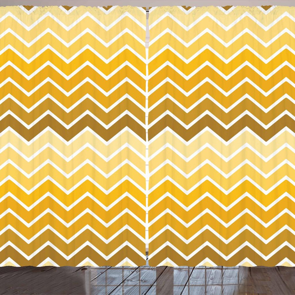 ARANDE Winkel Gardine, Muster Mit Zickzack Gold Ombre Produktbild 