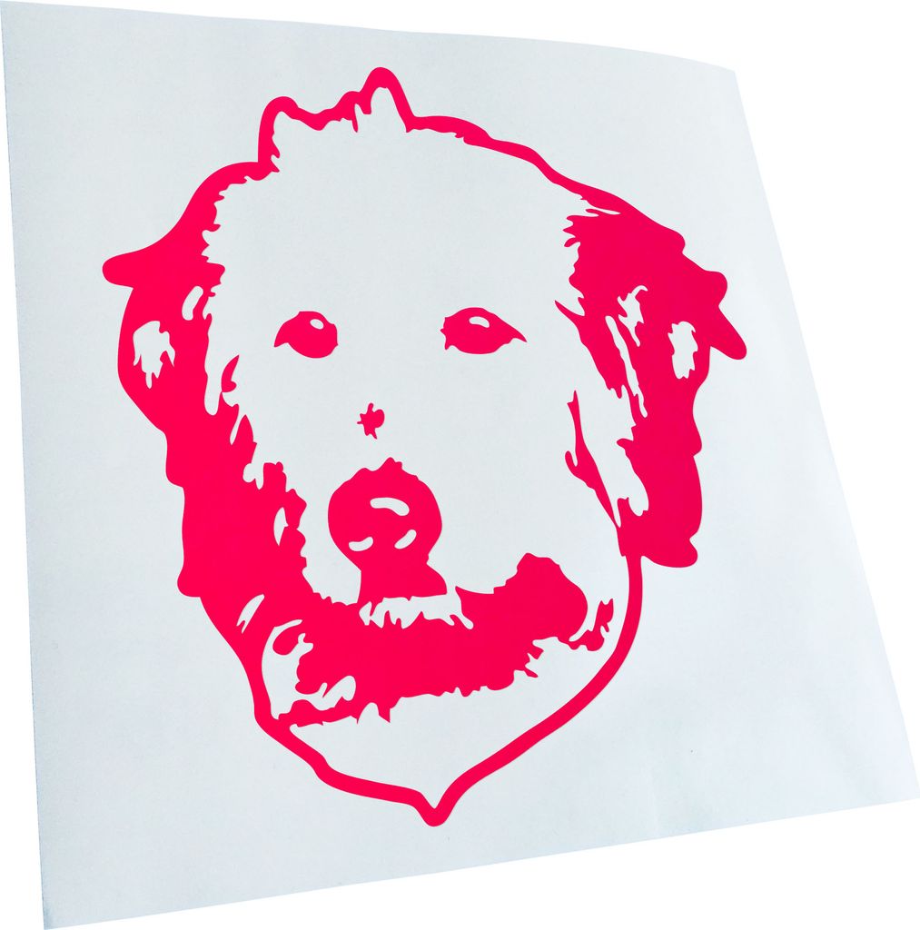 Kiwistar - Autoaufkleber - Golden doodle Hund - Neonpink - 40x36cm - Aufkleber für Auto, Laptop, Fahrrad, LKW, Motorrad mehrfarbig JDM Decal Racing