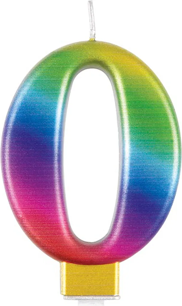 Candela Numero 0 Arcobaleno per Smash Cake e Compleanni Bambini