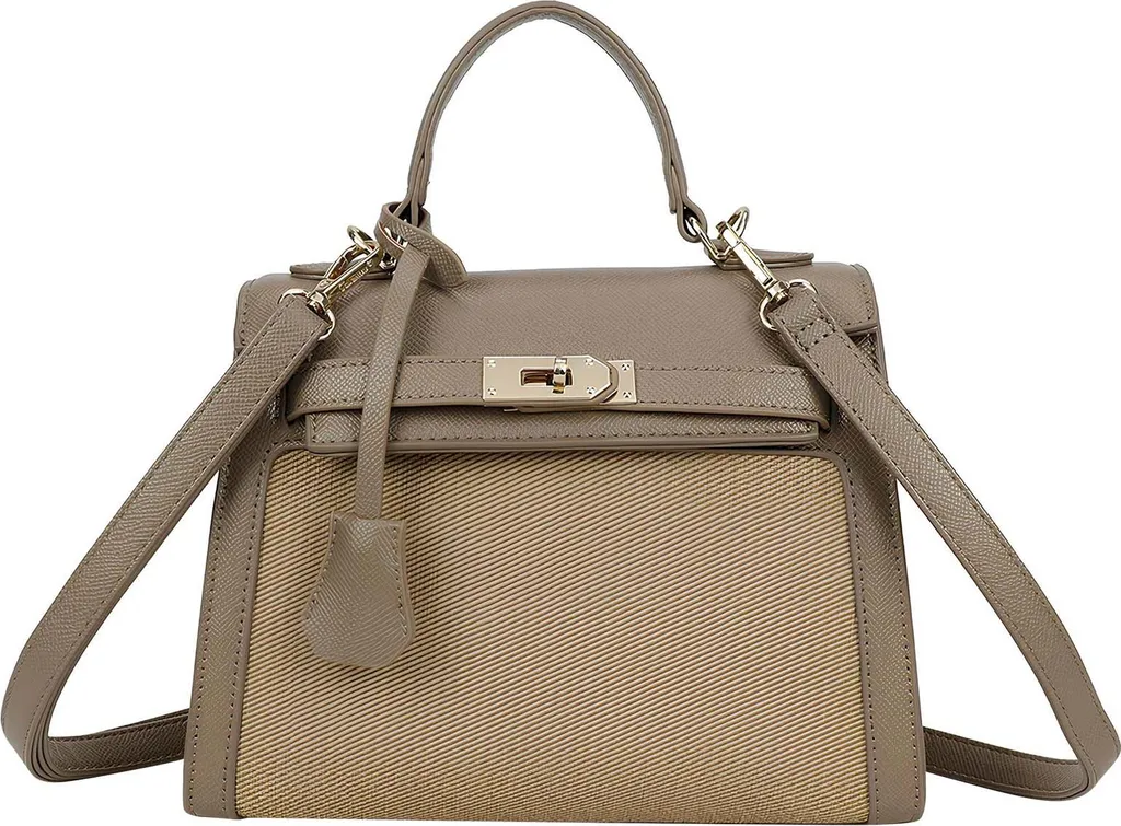Sac à main Gallantry en cuir grainé taupe avec bandoulière élégante