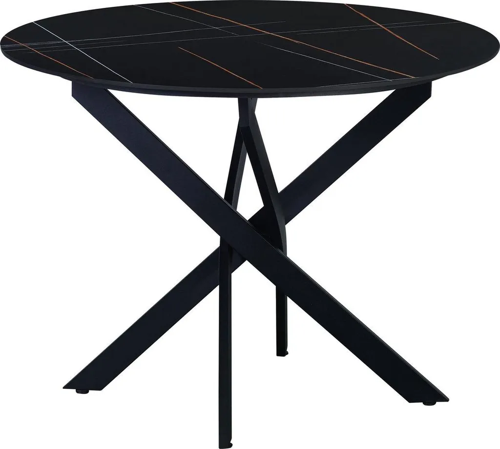 Table ronde 4 personnes Bolt Edge marbre noir pour terrasse et salon