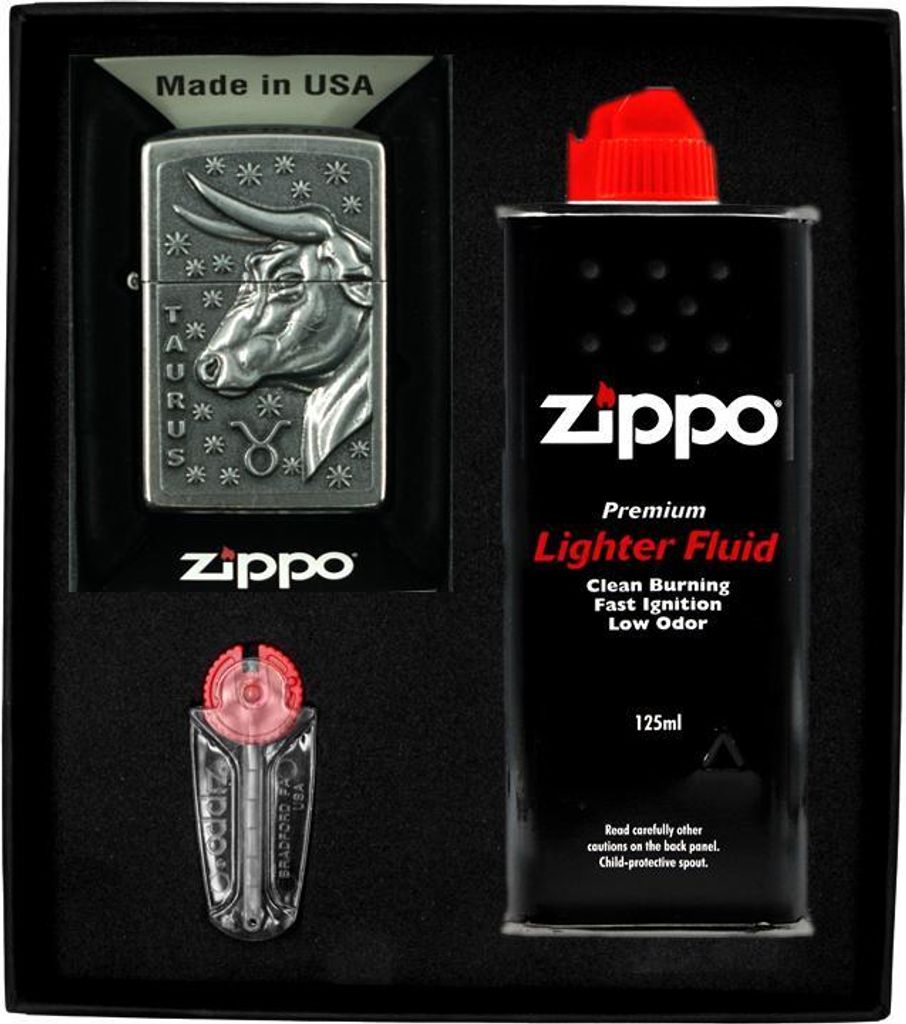 Feuerzeug-Set ZIPPO ZODIAC TAURUS byk Geschenk No1