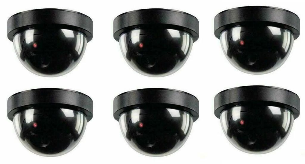 Dummy Surveillance Camera 6 Stück, Flashing LED, Dome Style, Für Außenbereich