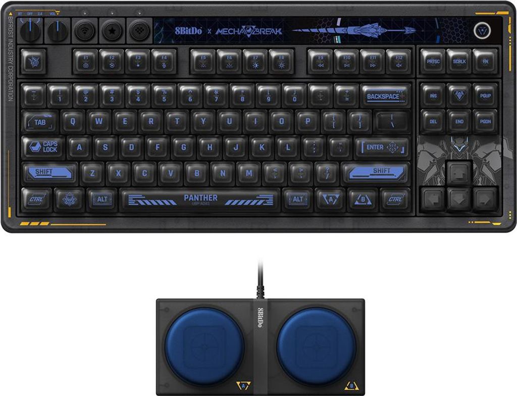 8Bitdo Retro87 Mechanische Gaming-Tastatur 87 Tasten Tri-Mode 2.4G/Bluetooth/Kabel Hot-Swappable RGB Backlight für PC Laptop - Mecha Break Panther