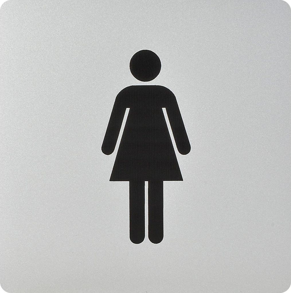 WC Symbol Frau selbstklebend, 100 x 100 mm, Kunststoff alufarbig