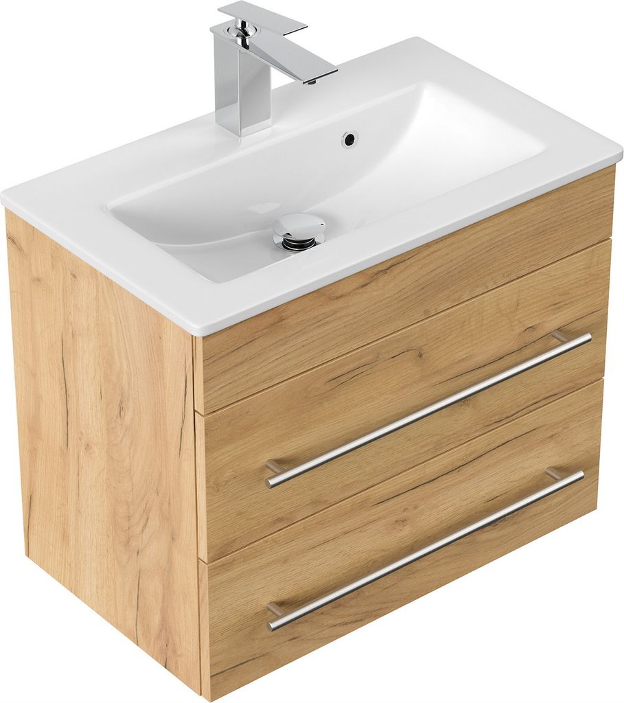 Badmöbel Waschplatz "Portus 600 SlimLine" 60 cm Eiche Gold Produktbild 