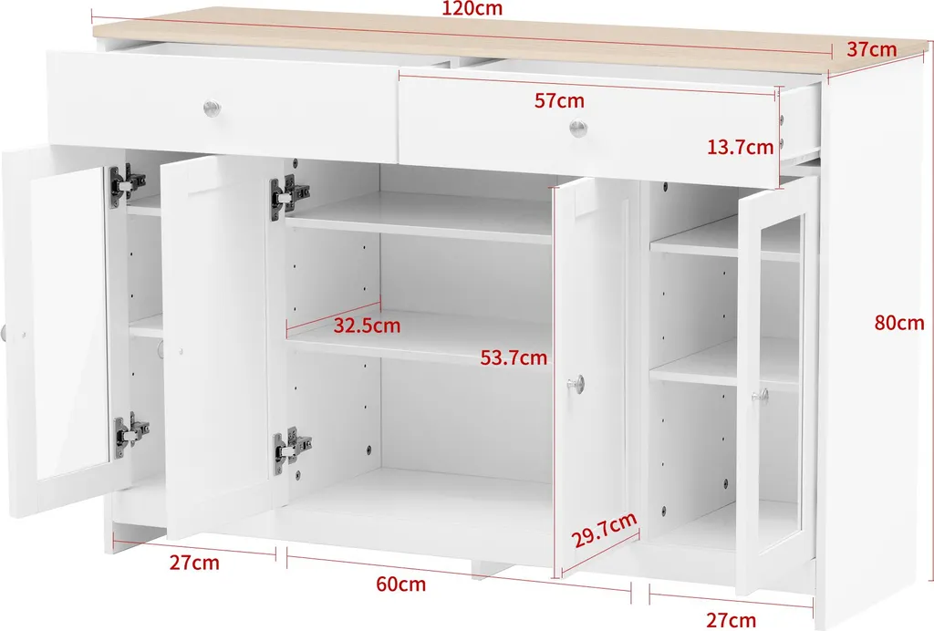 Meuble Buffet Salon Gain de Place avec Vitrine pour Ranger et Exposer