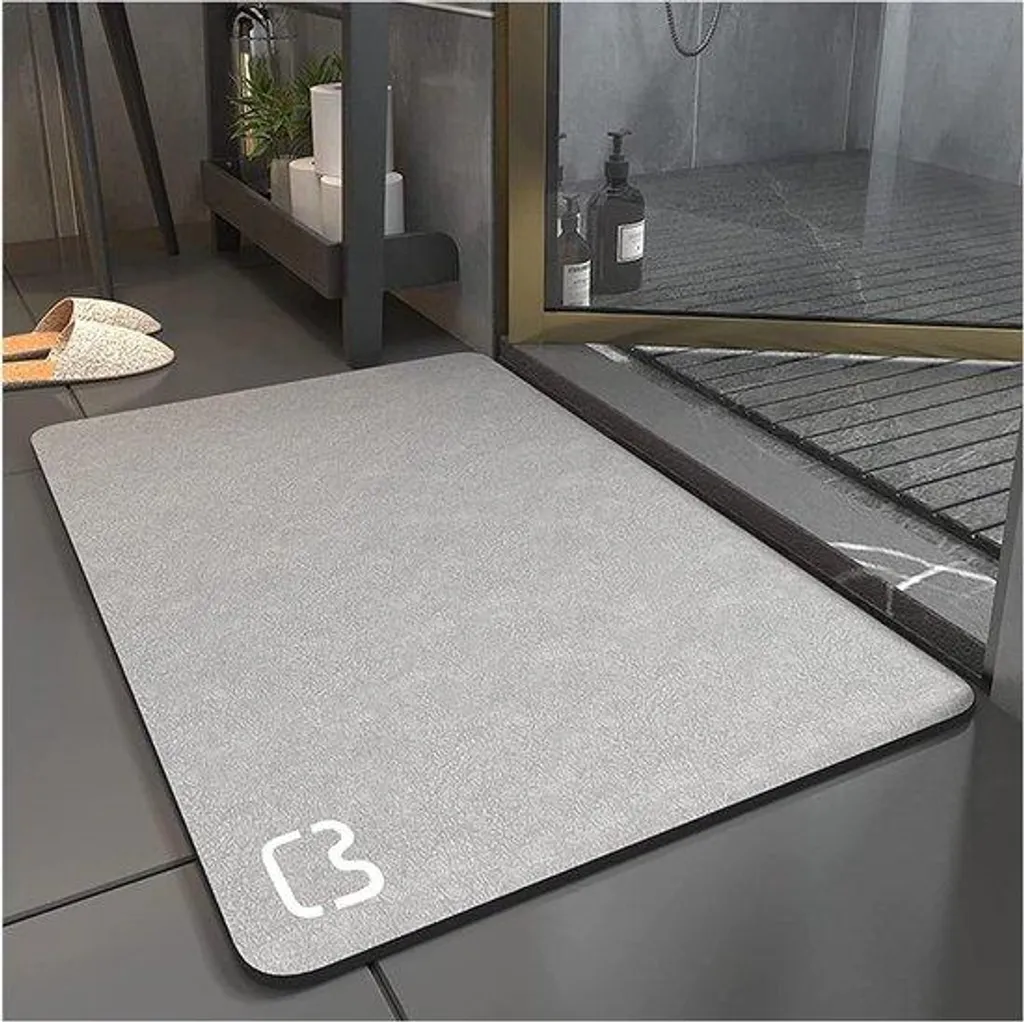Tapis de bain anti-glisse gris résolvant les problèmes d'humidité