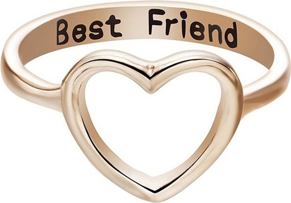 Mode Frauen Hohl Herz Finger Ring Schmuck Zubehör Beste Freunde Geschenke-Roségold,US 7