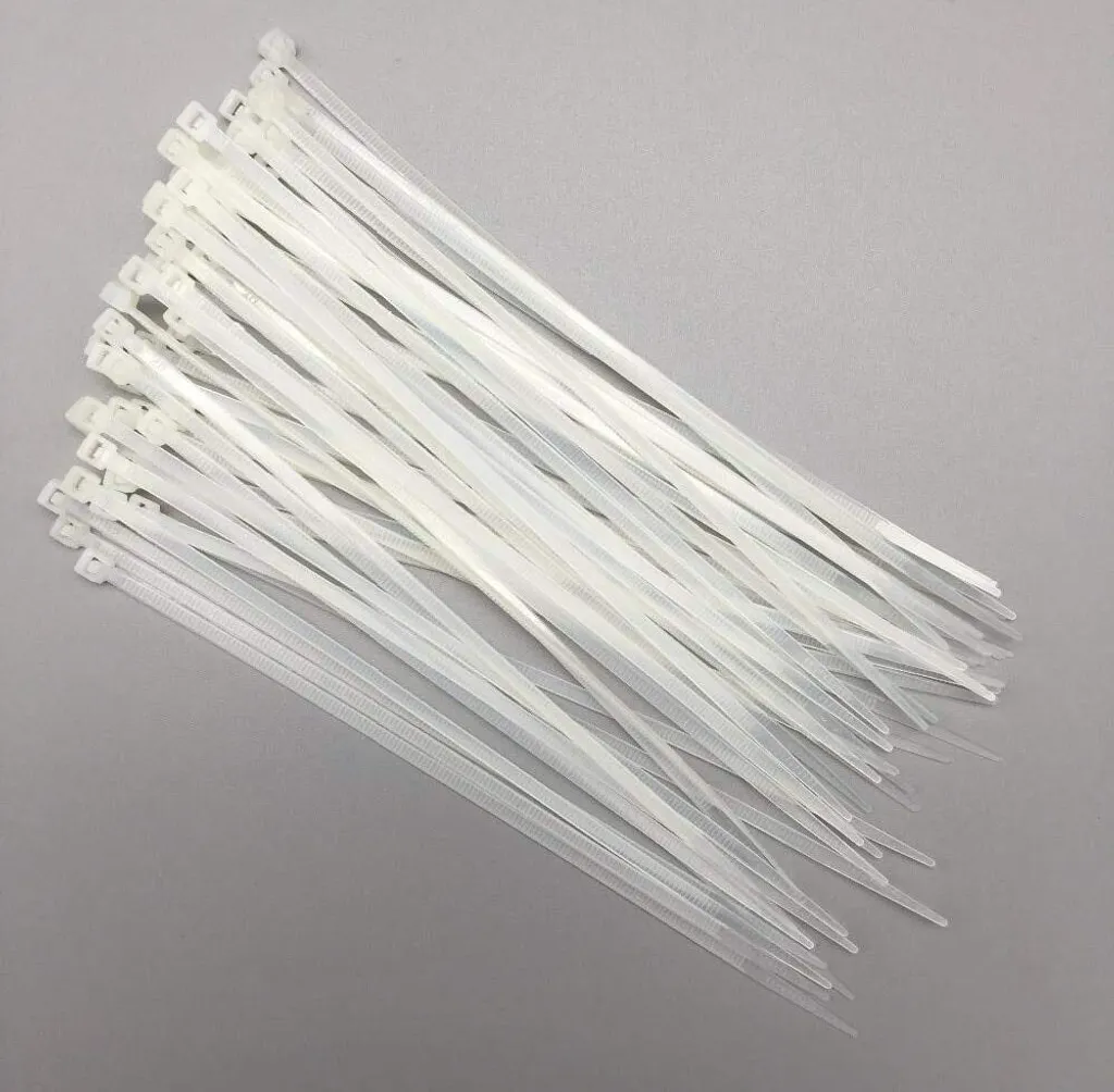 1000 Fascette Bianche 7,2x400mm Nylon 6.6 Alta Resistenza per Cavi