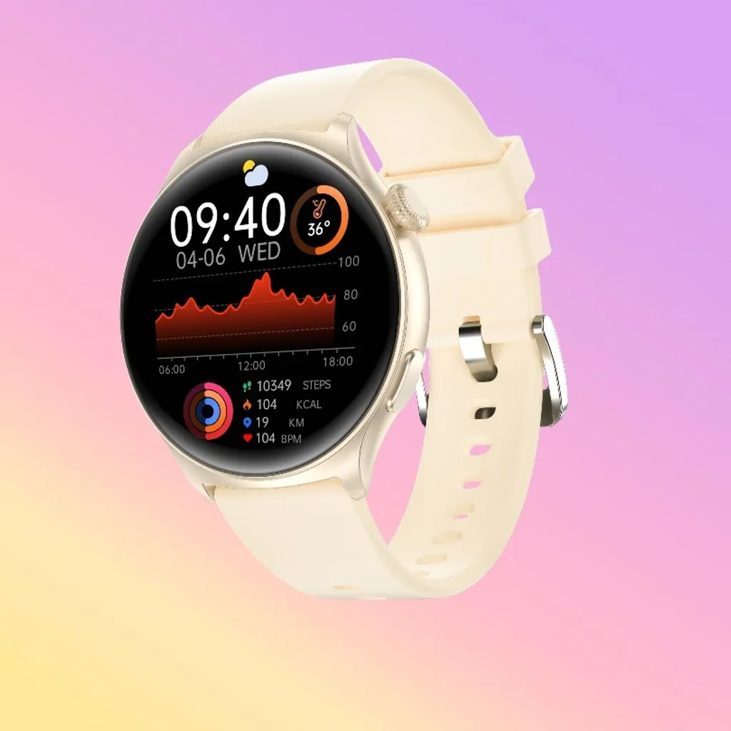 Montre connectée MX16 Or avec appels Bluetooth et écran HD de 1,43 pouce