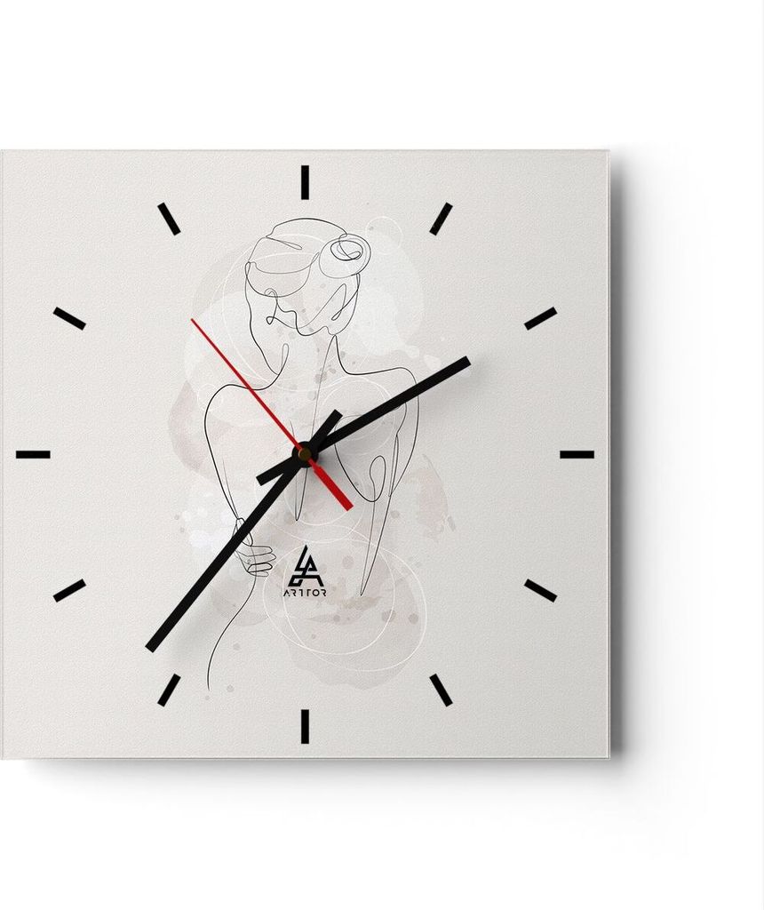 Wanduhr - Quadrat - Glasuhr - Frau Rücken Rücken - 40x40cm - Schleichendes Uhrwerk - Lautlos - zum Aufhängen bereit - Dekoration Modern - Wandde...