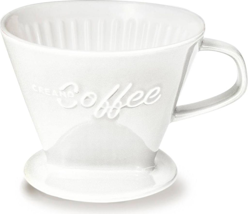 Creano Porzellan Kaffeefilter (Weiß), Filter Größe 4 für Filtertüten Gr. 1x4, ca. 800gr Gewicht für extrem sicheren Stand, Achtung schwer, in...
