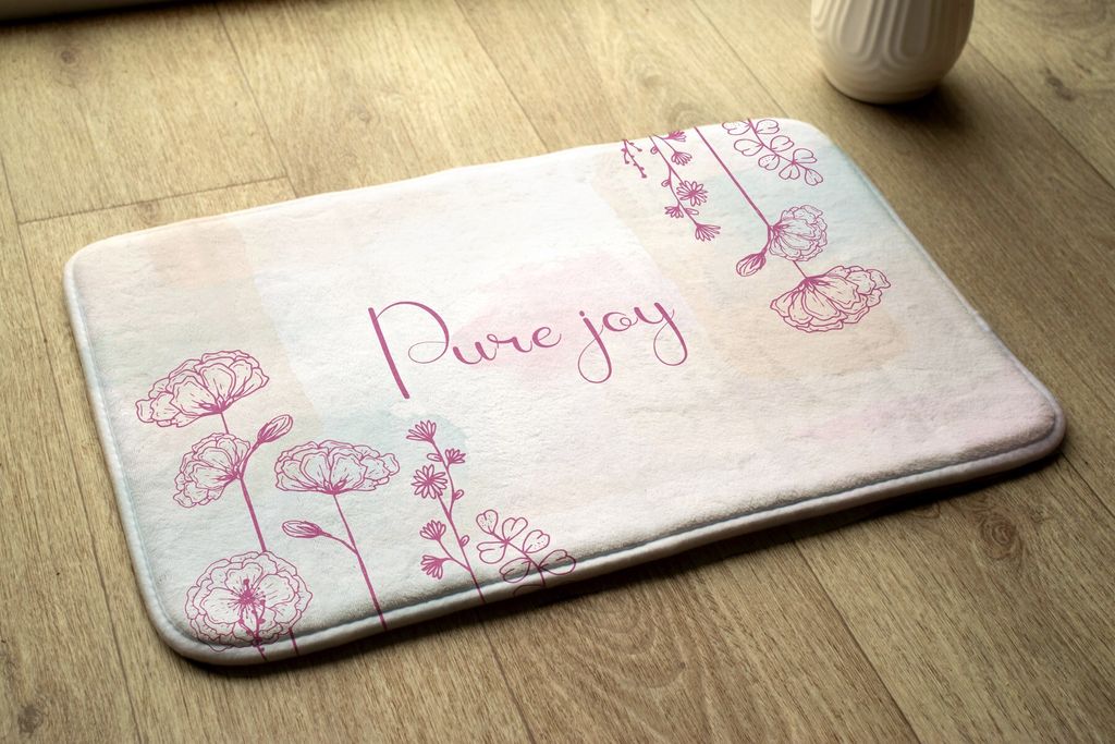 Badteppich Saugfähige - Badezimmer Teppich - Rutschfester Badvorleger Badematte - 75x45 cm - Florale Komposition