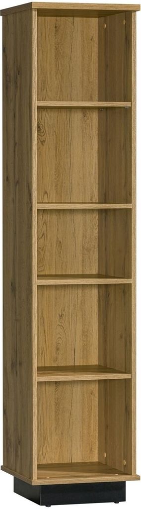 BETTSO Bücherregal aus Holz im modernen Stil LAMELO Eiche Wotan + Schwarz matt