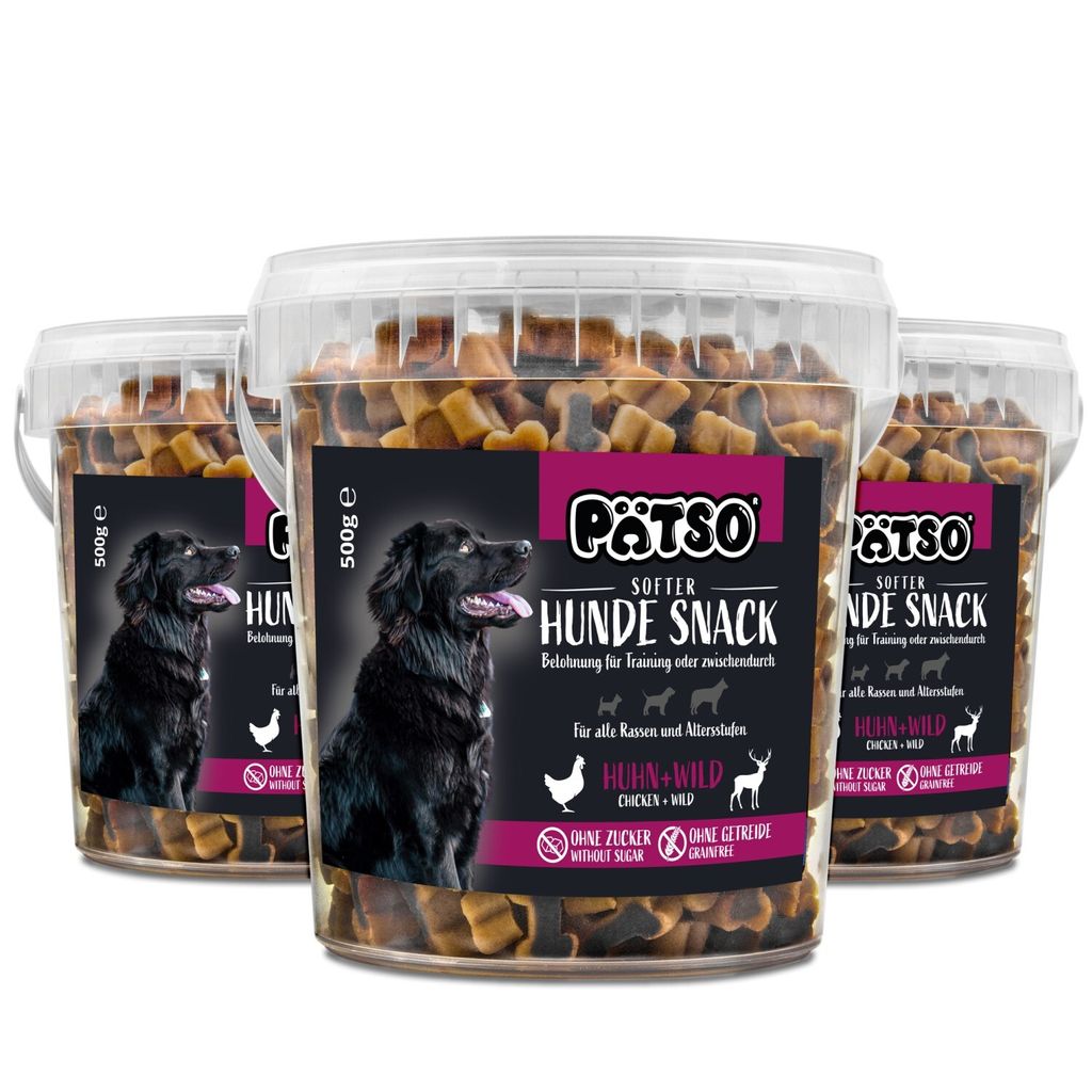 PÄTSO Hunde Snack Trainingssnack, 500g - Huhn + Wild - Soft Produktbild 