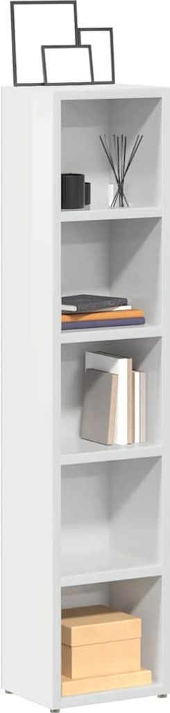 vidaXL CD-Regale 2 Stk. Hochglanz-Weiß 21x16x93,5 cm Produktbild 1