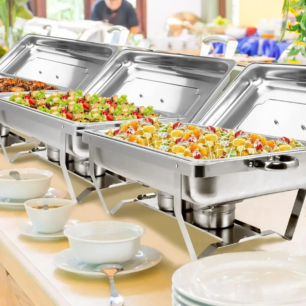 Chafing Dish Buffet Ottimizzato | Scaldavivande Inox Alta Efficienza - 8