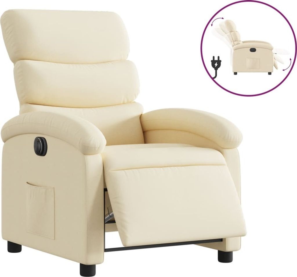 vidaXL Relaxsessel Elektrisch Creme Stoff Produktbild 