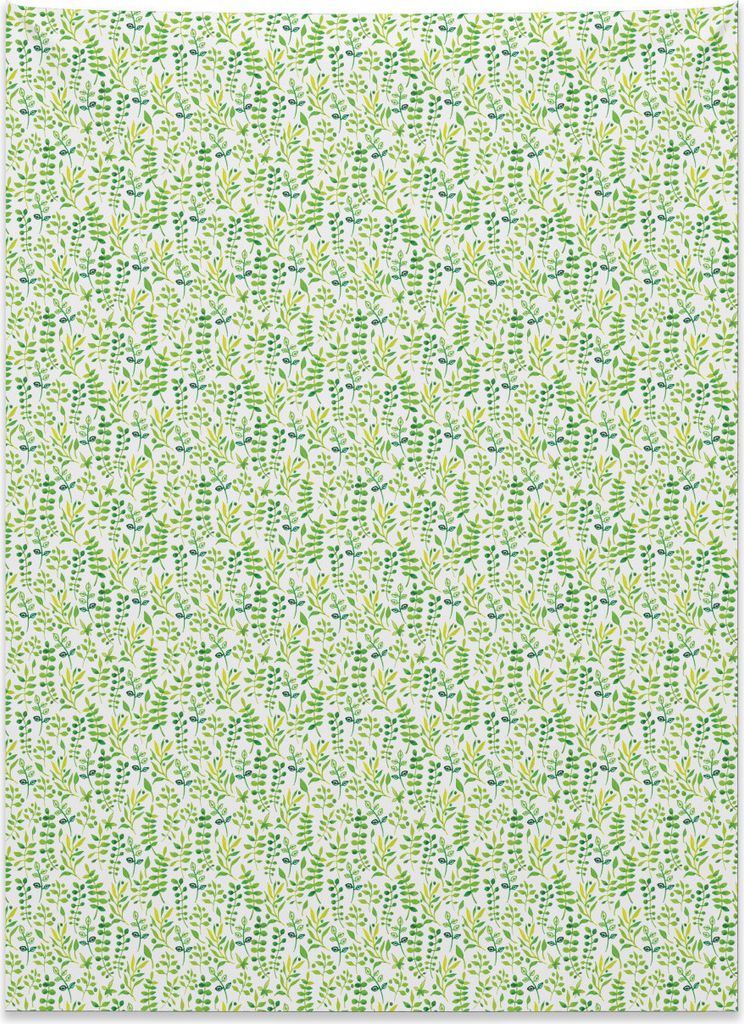 Abakuhaus Grün und Weiß Wandteppich, Aquarell Blätter aus Weiches Mikrofaser Stoff Kein Verblassen Klare Farben Waschbar, 110 x 150 cm, Gelb Gr...