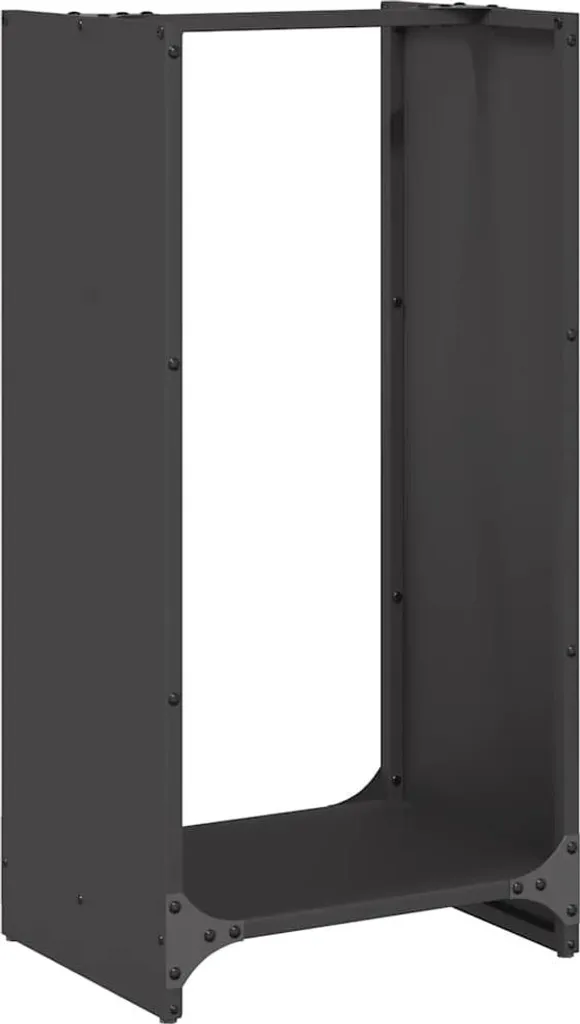 Porta Legna Nero 40x30x80 cm Acciaio Laminato a Freddo vidaXL